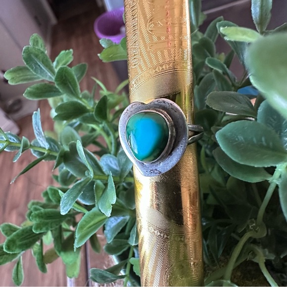 Vintage Sterling Silver Sonoran Gold Turquoise Heart Ring NA S: 6.25 - Picture 3 of 9